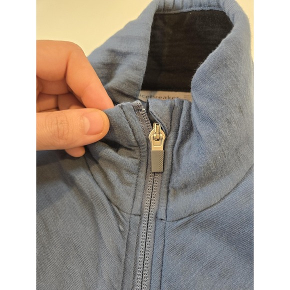 Icebreaker Jacket Womens Large Blue Full Zip Merino Wool Thumbholes Mock Neck - Picture 7 of 12